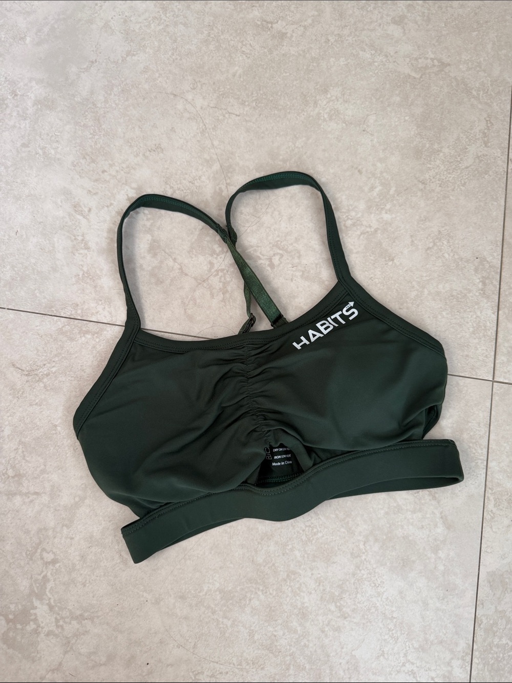 Habits Forest Green Ruched Performance Sports Bra